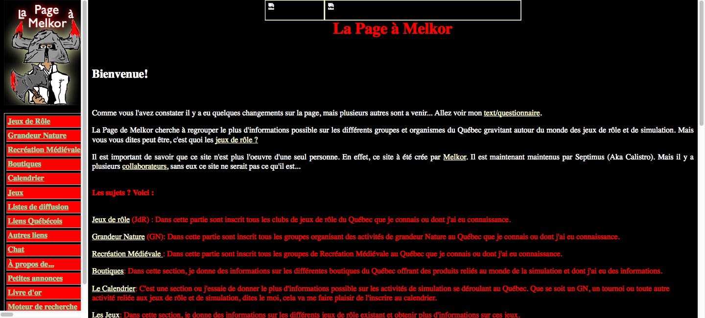 La Page à Melkor en 2001