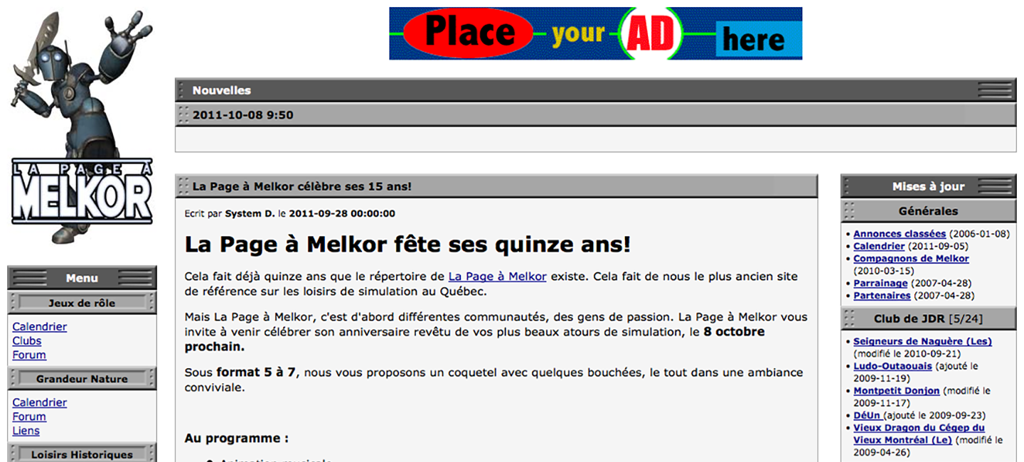 La Page à Melkor en 2011 (Style de 2003)